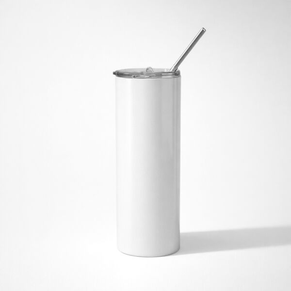 20oz Glitter Stainless Skinny with Straw (White) Thumbnail