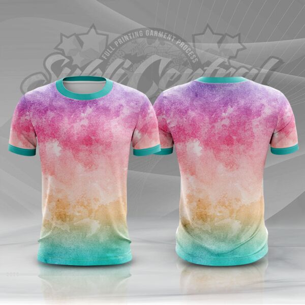 Purple Water Color Full Print Roundneck Shirt Thumbnail