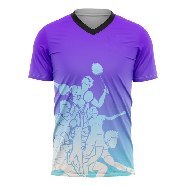 Badminton Full Print Sublimation V-Neck Shirt Thumbnail