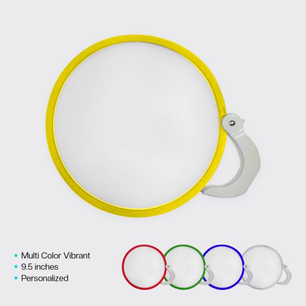 Round Foldable Fan with Colored Rim and Handle Thumbnail